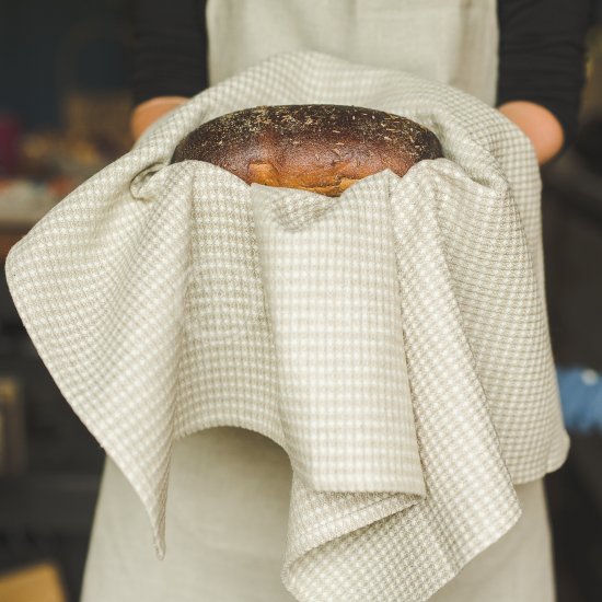 Half-linen grey waffle surface towel